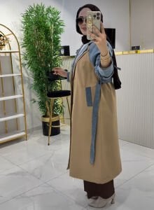 Premium Denim detaylı Trençkot A.camel