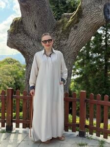 Gömlek yaka tensel pamuk çilek elbise taş