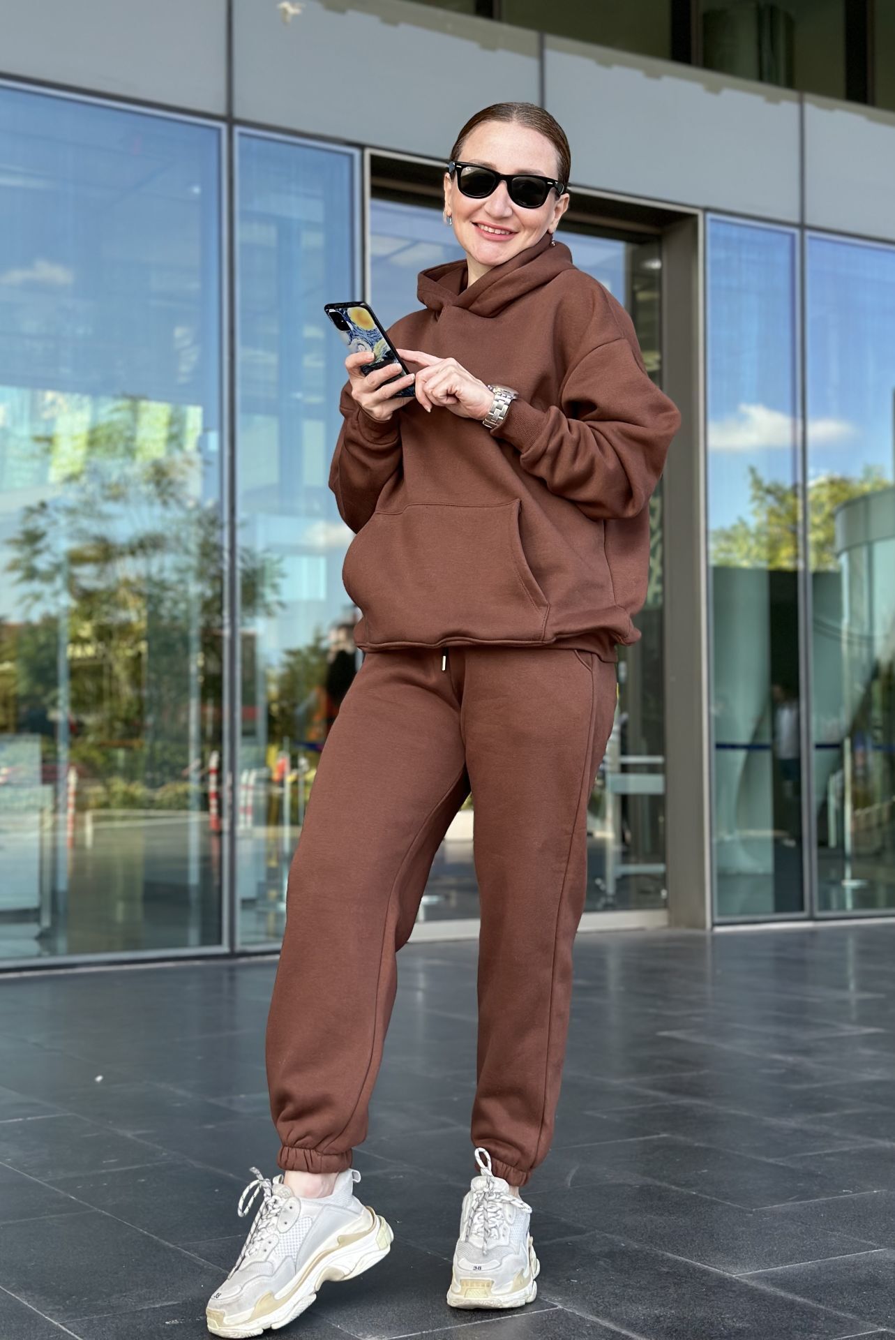 Unisex oversize Kahverengi Eşofman Takım