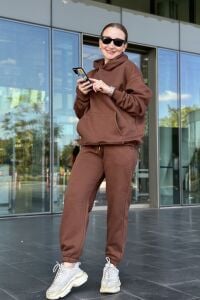 Unisex oversize Kahverengi Eşofman Takım