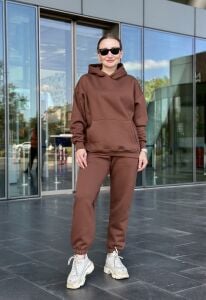 Unisex oversize Kahverengi Eşofman Takım