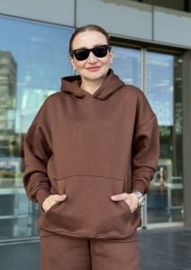 Unisex oversize Kahverengi Eşofman Takım