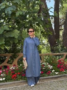 A.akay Denim tensel takım mavi