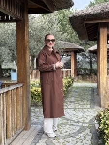 A.Akay çizgi astarlı kap-trenç Kahve