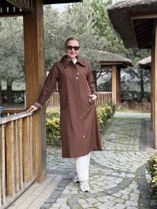 A.Akay çizgi astarlı kap-trenç Kahve