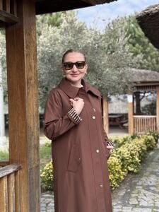 A.Akay çizgi astarlı kap-trenç Kahve