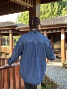 UNİSEX Orjinal HM kot gömlek koyu mavi