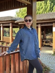 UNİSEX Orjinal HM kot gömlek koyu mavi