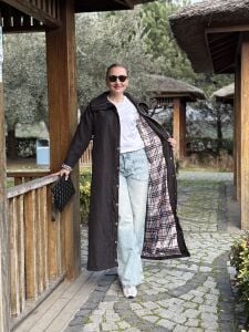 A.Akay Tam boy Tasarım kap-trenç Siyah