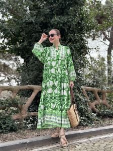 Yeşil Poyraz Katleya elbise