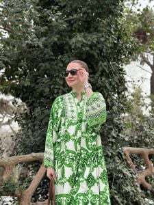 Yeşil Poyraz Katleya elbise