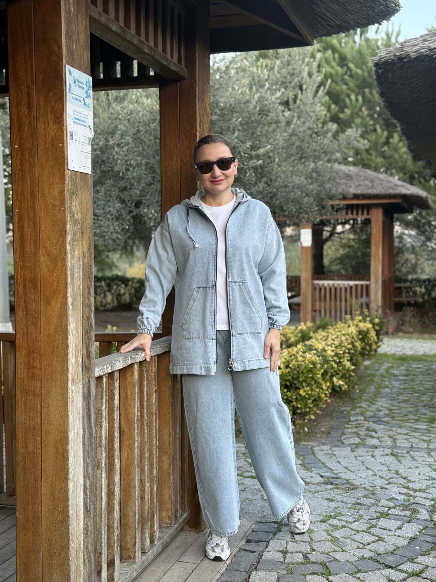 Tam fermuarlı kot takım Y.Mavi