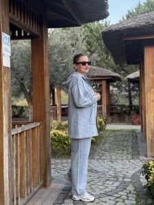 Tam fermuarlı kot takım Y.Mavi