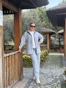 Tam fermuarlı kot takım Y.Mavi