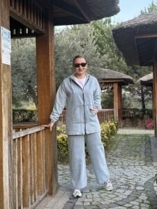 Tam fermuarlı kot takım Y.Mavi