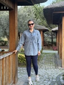 MİA işleme taşlı Kot gömlek Mavi