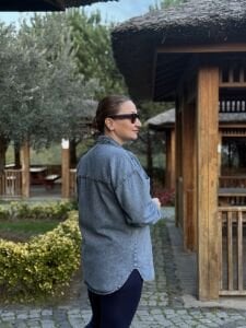 MİA işleme taşlı Kot gömlek Mavi