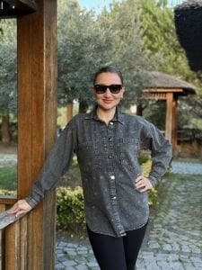 MİA işleme taşlı Kot gömlek Gri