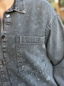 MİA işleme taşlı Kot gömlek Gri