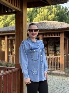 YILDIZ işleme Kot gömlek A.mavi