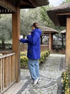 Kapüşonlu kuzu kaşe kaban-ceket Sax