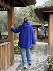 Kapüşonlu kuzu kaşe kaban-ceket Sax