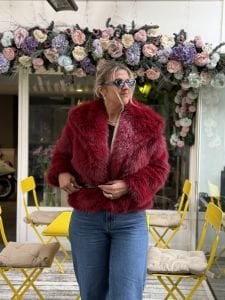 Premium Astarlı kısa KÜRK Bordo