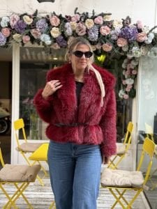 Premium Astarlı kısa KÜRK Bordo