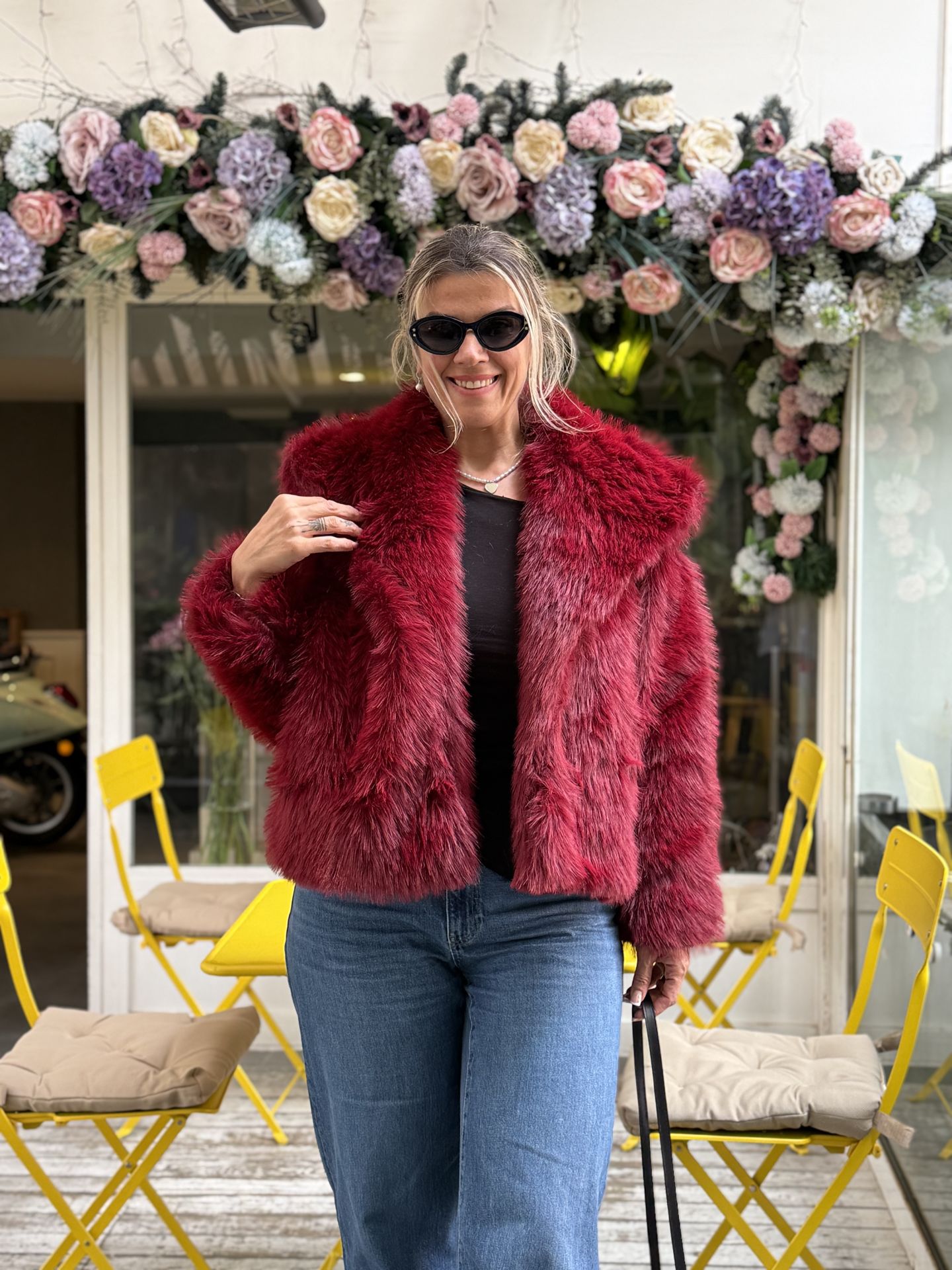 Premium Astarlı kısa KÜRK Bordo