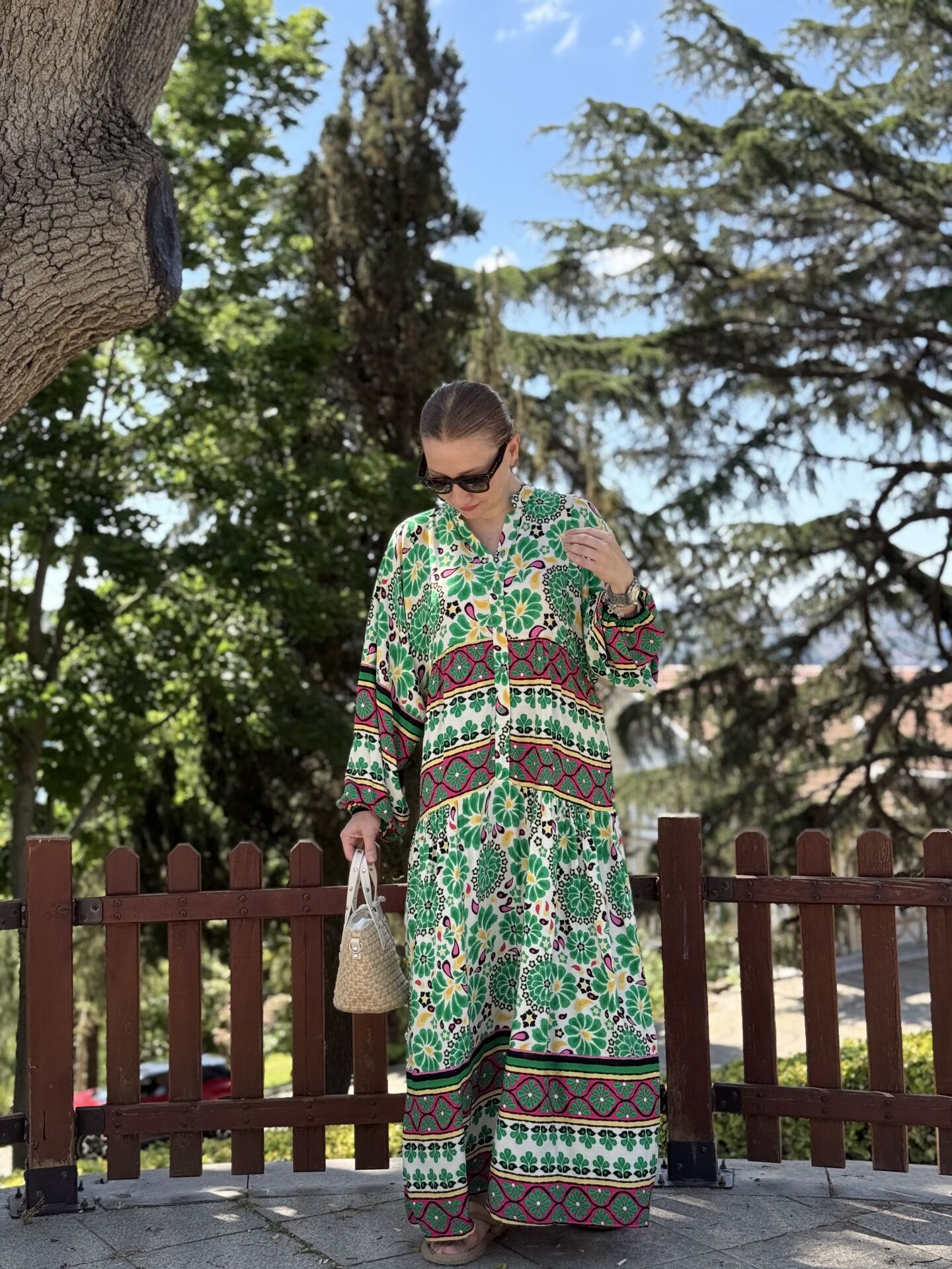 Beymen desen Viskon elbise yeşil