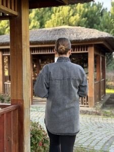 YILDIZ işleme Kot gömlek Gri