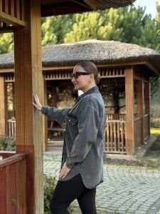 YILDIZ işleme Kot gömlek Gri