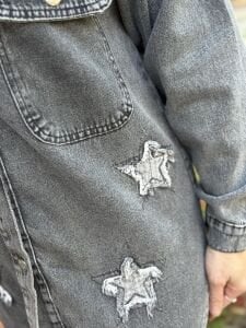 YILDIZ işleme Kot gömlek Gri
