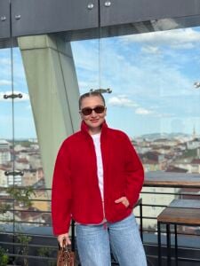 Fermuarlı Yumoş polar kırmızı