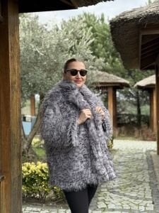 Premium Erya İthal Kürk Gri-leo