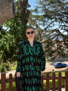 Odesa Viskon katleya elbise Siyah-yeşil