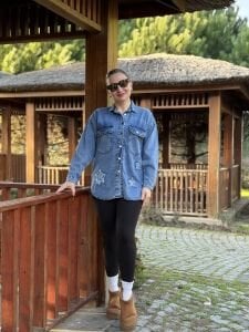 YILDIZ işleme Kot gömlek Mavi