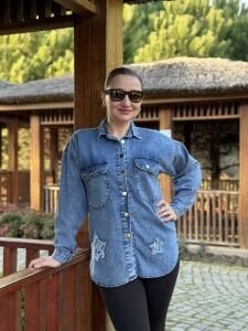 YILDIZ işleme Kot gömlek Mavi