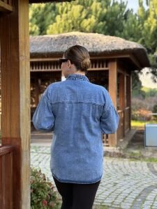 YILDIZ işleme Kot gömlek Mavi