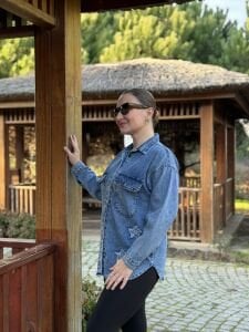 YILDIZ işleme Kot gömlek Mavi