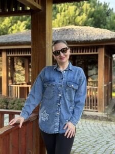 YILDIZ işleme Kot gömlek Mavi