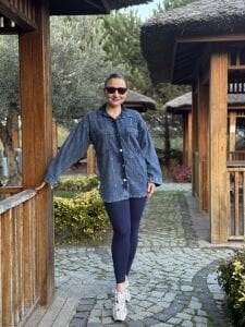 LİYA taşlı Kot gömlek k.mavi