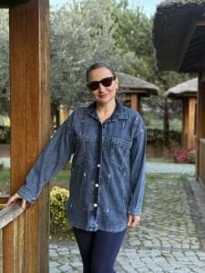 LİYA taşlı Kot gömlek k.mavi