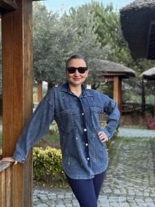 LİYA taşlı Kot gömlek k.mavi