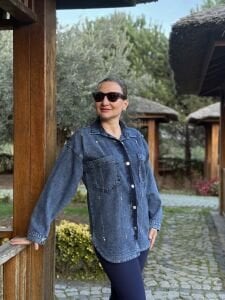 LİYA taşlı Kot gömlek k.mavi