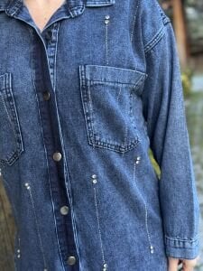 LİYA taşlı Kot gömlek k.mavi