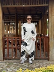 Baskılı Oysho pamuk takım beyaz