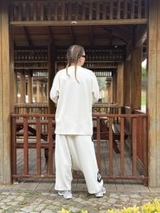 Baskılı Oysho pamuk takım beyaz