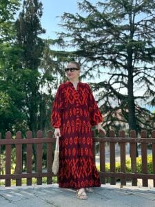 Odesa Viskon katleya elbise turuncu