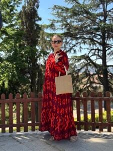 Odesa Viskon katleya elbise turuncu